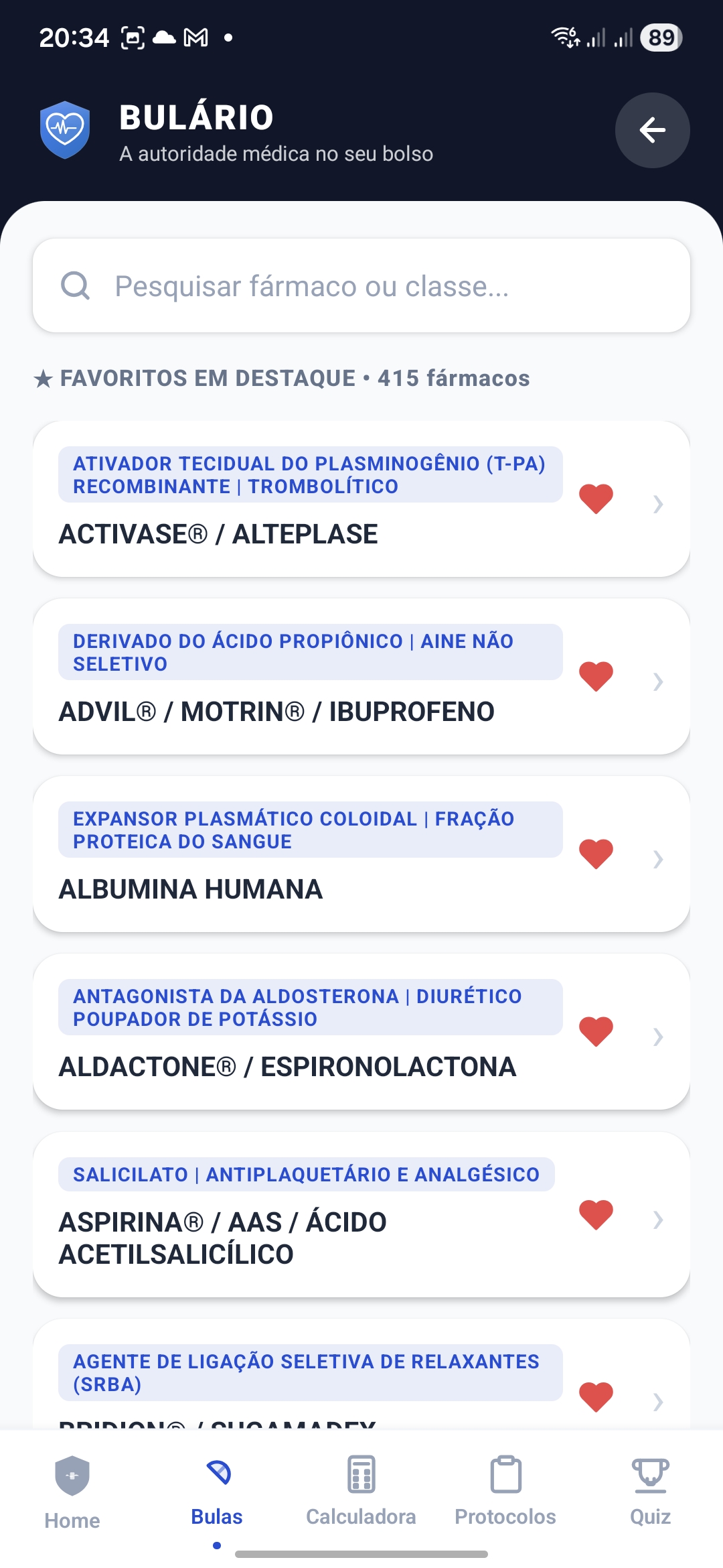 Interface do bulário digital Doxvio com informação sobre fármacos